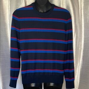 Calvin Klein Men’s Large Crewneck Striped Wool Acrylic Blend Sweater